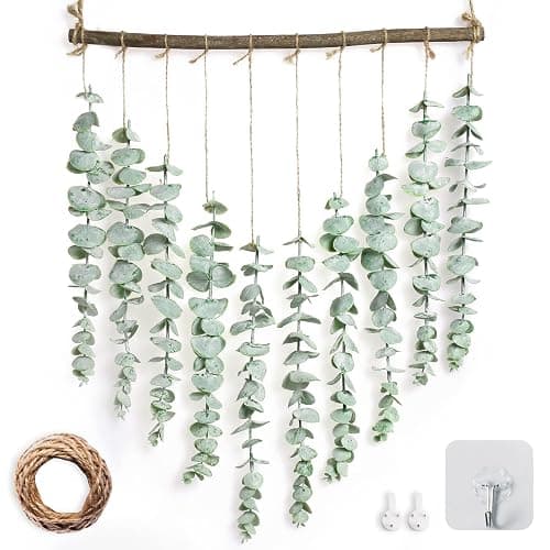 Bestjing Artificial Eucalyptus Wall Hanging Decor - Fake Eucalyptus Leaves Greenery Vines Wall Hanging Plants - Farmhouse Rustic Boho Decor for Bathroom Bedroom Livingroom Decorations - Image 1