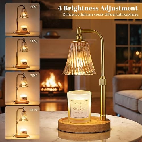 Amber Candle Warmer Lamp with Timer Dimmable,Birthday Gifts for Women Mom,Adjustable Height Wax Melt Warmer for Jar Candles,House Warming Gifts New Home,Ideal for Office,Dorm,Bedroom Home Decor thumbnail 4