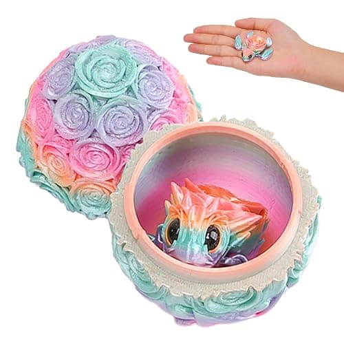 3D Printed Mini Turtle,Mystery 3D Printed Rose Egg with Articulated Turtle Inside, Adults Kids Fidget Toys Birthday Christmas, Multi Color for Home Office Decor (Pink and White Suit) - Image 1