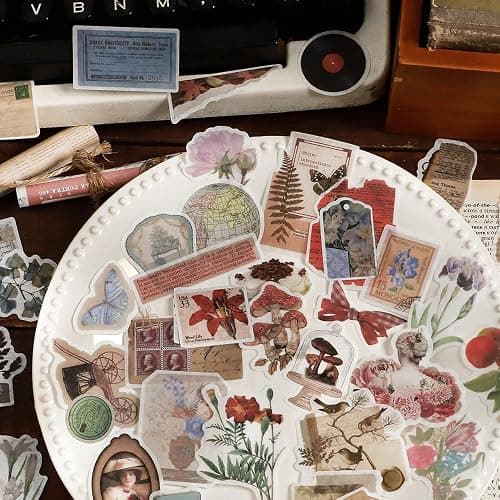 Maxleaf Vintage Washi Sticker Set, 400PCS Floral Retro Nostalgic Ephemera Stickers for Scrapbooking Journaling DIY Crafts Planner Diary Album Handmade Work Journal Envelope Gift Wrapping thumbnail 6