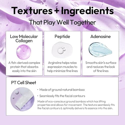 LAPCO'S Collagen Sheet Mask, Firming Daily Face Mask with Collagen for Anti-Aging, Helps to Minimize Wrinkles, Restores Skin Elasticity & Firmness, Korean Beauty Favorite, 5-Pack thumbnail 3