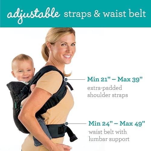 Infantino Flip 4-in-1 Convertible Baby Carrier, Adjustable, Ergonomic Babywearing, Registry Essential, Baby Carrier for Newborn to Toddler, Black thumbnail 4