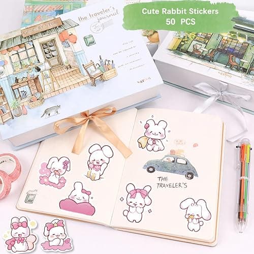 SIMSHOTUS 58PCS Cute Rabbit School Supplies Set Kawaii Stationery Kit Back to School, Including Notebook,Gel Pens,Pencil Case,Stickers,Festival Holiday Birthday Party Favors Easter Basket Stuffers thumbnail 6