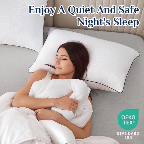 JOLLYVOGUE Pillows Queen Size Set of 2, Cooling and Firm Pillows with Oeko-Tex Certified Down Alternative Filling for Side, Back, and Stomach Sleepers, Hotel Collection thumbnail 2