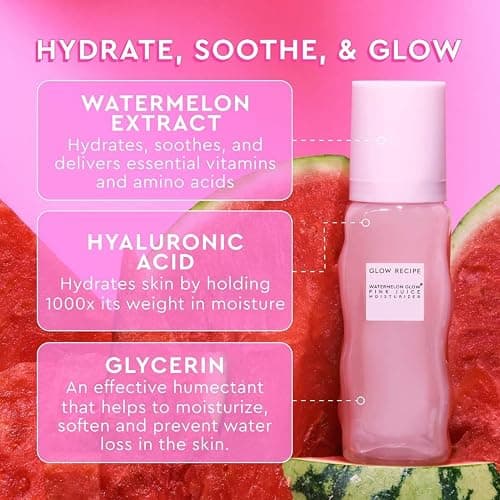 Glow Recipe Double The Glow Skincare Kit - Watermelon PHA BHA Face Toner + Full Size and Refillable Pink Juice Face Moisturizer with Hydrating Hyaluronic Acid for Dry Skin - Korean Skin Care (3 Count) thumbnail 2
