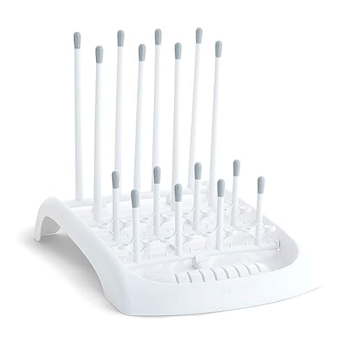 Munchkin Fold Baby Bottle Drying Rack - Compact Design Folds Flat for Easy Storage, White/Grey - 1 Count (Pack of 1) - Drying Rack