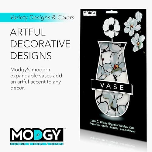 MODGY Collapsible and Expandable Plastic Flower Vase, Unbreakable, Foldable, Decorative Modern Centerpieces, Table Decorations, Louis C. Tiffany Magnolia Window, 1 Pack thumbnail 6