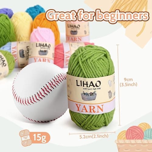 LIHAO Crochet Yarn Set, 4ply Acrylic Yarns for Crocheting, Knitting Yarn Balls for Beginners Adults Kids Crafts - 12 x 15g thumbnail 2