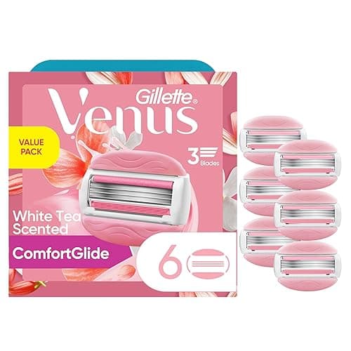 Gillette Venus ComfortGlide White Tea Women's Razor Blades, 3-Blade Razor Refills, 6 Count - Image 1