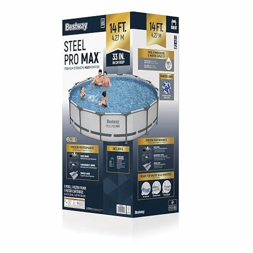 Bestway Steel Pro MAX 14' x 33" Round Above Ground Pool Set with Pump | Metal Frame Pool, Corrosion-Resistant Steel, Puncture-Resistant Liner, Filter Pump, No-Tool Setup, Quick-Click Connectors thumbnail 9