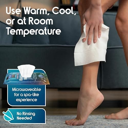 Body Wipes for adults bathing rinse free | Adult Wash Cloths Extra Large, Bathing Wipes for Incontinence, 8"x 8" In (48 count) | By Inspire thumbnail 6