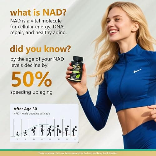 UNcena NAD Supplement 1500mg - Liposomal NAD+ Nicotinamide Riboside with Resveratrol, NAD Plus Boosting - Support Cellular Health, Stamina & Healthy Aging for Women & Men- 120 Capsules thumbnail 3