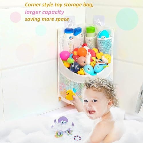 Ligereza Baby Bathtub Toy Storage 17" x 13" Bathtub Toy Holder Mesh Let Baby Bathtub Toys To Dry Faster, Bath tub Toy Organizer For 1-3 Year Old Toddler Bathtub Toys thumbnail 4