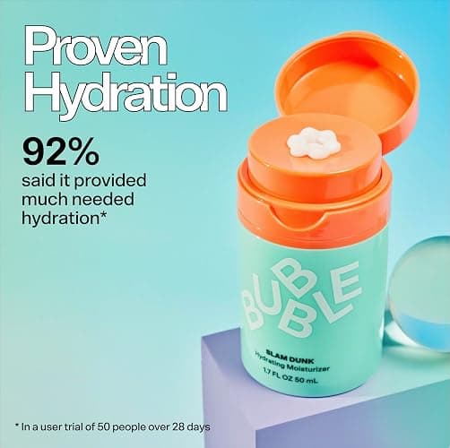 Bubble Skincare Slam Dunk Hydrating Face Moisturizer - Lightweight Face Lotion With Vitamin E + Aloe Vera - Daily Facial Moisturizer for Normal + Dry Skin - Skin Care with Blue Light Protection (50ml) thumbnail 4