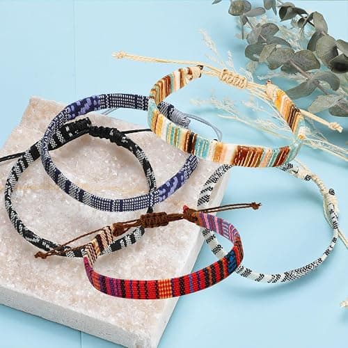 Surfer Beach Bracelet Set Men and Women, Bracelets For Men, Handmade Boho Bracelets Jewelry Wrap Bracelets Adjustable, Men'S And Women'S Anklet, Woven Bracelets thumbnail 2