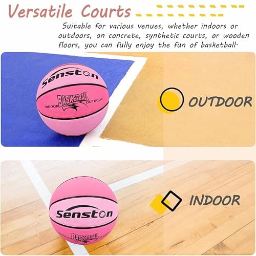 Senston 25.5''/27.5''/29.5'' Outdoor Basketball Ball Excellent Elasticity/Grip Rubber Basketballs with Pump, Durable Size 3/5/7 Outdoor/Indoor Basketball thumbnail 5