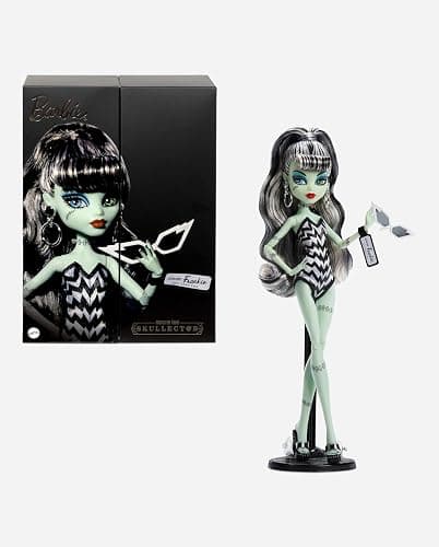 Monster High x Barbie Frankie Stein Doll with Original Barbie-Inspired Swimsuit and Solo in the Spotlight Black Evening Dress, Accessories thumbnail 7