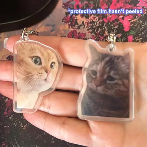 Ohjijinn 8Pcs Cat Keychain Cute Cat Meme Keychains Two Cats Talking Keyring Kawaii Charm Keychain Funny Gift For Friend, Multi, One Size thumbnail 4
