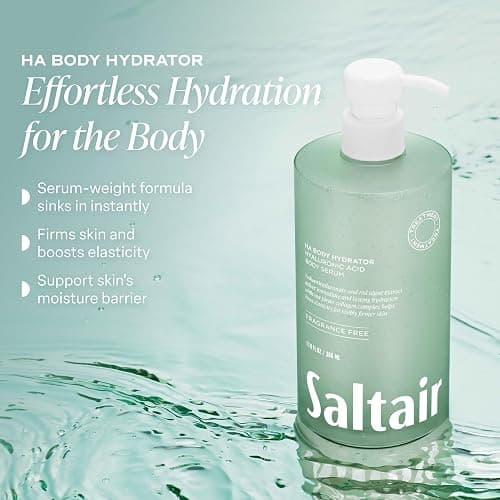 Saltair Hyaluronic Acid Body Serum – Hydrating Body Lotion for Smoother Looking Skin – Sheer Gel Moisturizer with Sodium Hyaluronate & Red Algae – Fragrance-Free HA Hydrator – 13oz Pump Bottle thumbnail 2