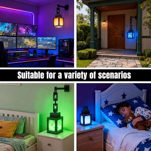 LOUHH Pixelated Lantern Night Light, 16 Color LED Wall Night Light with Remote Control - Rechargeable Retro Pixel Style Table Lamp for Game Room Kids Room Decor and Children's Gifts thumbnail 6