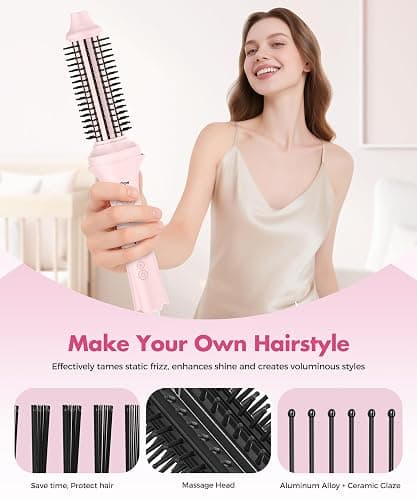 HarrFlow Automatic Hair Curler for Women 7 in 1 Curling Iron & Hair Straightener Brush with 3 Heat Settings, Timer, 300M Negative Ions & Dual Voltage for Frizz-Free Curls at Home & Travel thumbnail 5
