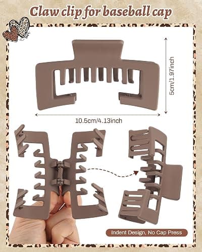 Hat-Friendly Claw Clips for Baseball Caps - 4 Pcs Trucker Hat Hair Clips for Women, Claw Clips for Thick Hair Hat Hairstyles, Gifts Hair Accessories thumbnail 2