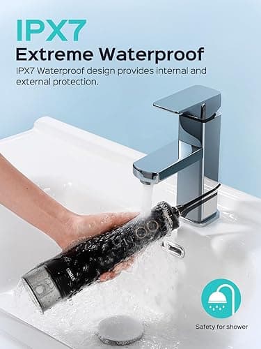 COSLUS Cordless Water Flosser & Dental Pick for Teeth, Braces, Gums Care - Advanced 10 Pressure Settings for Multiple Users, Rechargeable, Portable for Travel, BPA-Free, Black, E40(WFP14) - Black thumbnail 7