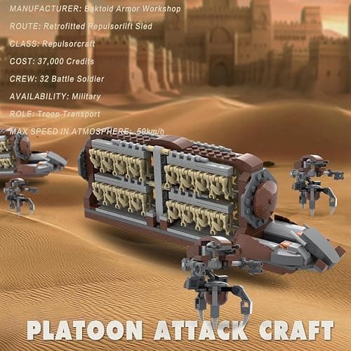 BrickTribe Battle Army Clone Platoon Attack Craft Building Set, 537 Pieces with 32 Battle Soldiers and 2 Droideka, Troop Carrier Building Toys Gift for Star Fans and Men thumbnail 3