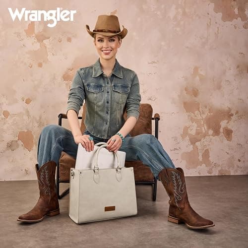 Montana West X Wrangler Large Tote Bag for Women, Western Purse Work Shoulder Handbag with Crossbody Strap thumbnail 2