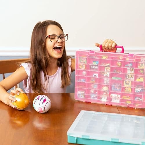 Plastic Toy Storage Case Compatible with Mini Brands Collector Toys, Shopkins, Real Littles, and LOL Surprise Series 1, 2, 3, 4, Collectible Minibrands Compartments for create masterchef (Pink) thumbnail 7