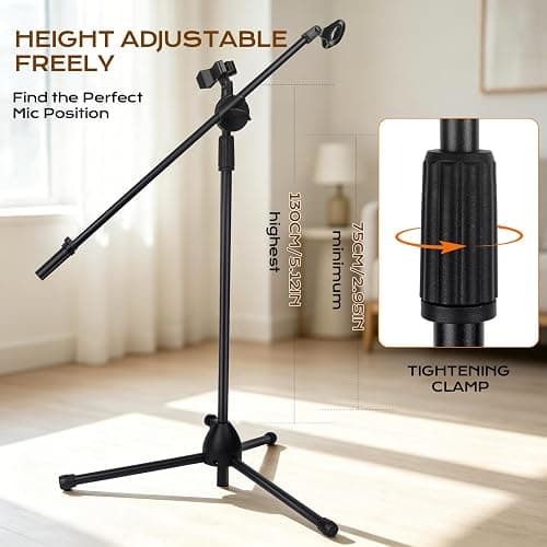 Bullfighter Mic Stand Floor Universal Adjustable Tripod Microphone Stand,Dual-Use Mic Boom Stands,Stable On Stage Mic Stand for Singing,Live Streaming,Karaoke,Events & Studio Church Metting thumbnail 6