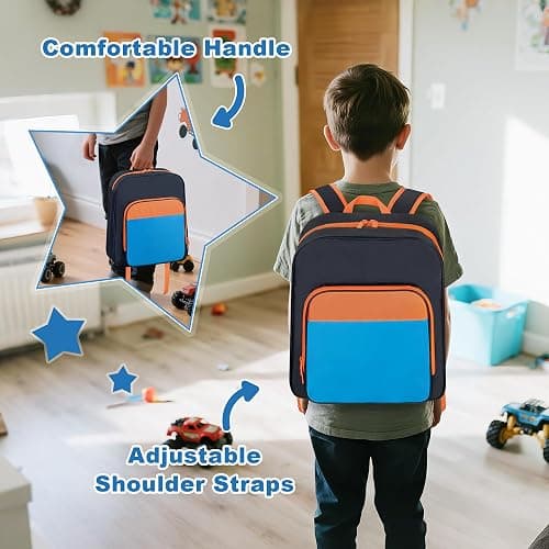 CURMIO Toy Cars Storage Backpack Compatible with Monster Jam Trucks/Hot Wheels 1:64 Scale Monster Trucks, Portable Carrying Case Bag with Front Pocket for Monster Truck, Dark Blue (Bag Only) thumbnail 7
