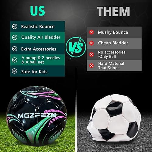 MGZFEZN Youth Soccer Ball Size 4, Kids Outdoor Play Game Training Practice Soccer Ball for Teen Boy Girl Indoor Outdoor with 1 Pump 1 Net Bag and 1 Gift Box thumbnail 4