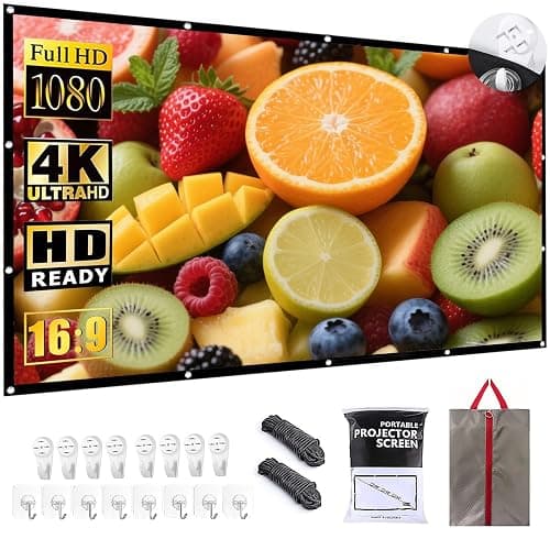 BooLooT Projector Screen Portable Movies Screens 16:9 Foldable Wrinkle-Resistant Fabric with Dual Adhesive/Nail Hooks for Stable Wall Mount, Ideal for Home Theater & Movie Nights (120 inches) - Image 1