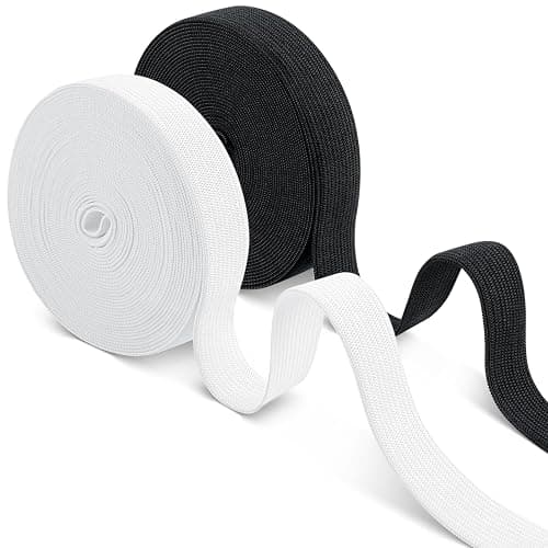 Romon Elastique Couture, Long Bande Elastique Couture, Ruban Elastic, Couture Blanc et Noir Deux Rouleaux de 20mm × 10m, Bande pour Extendeurs de Taille Ceinture, Large Perruque Ruban pour la Maison - Image 1