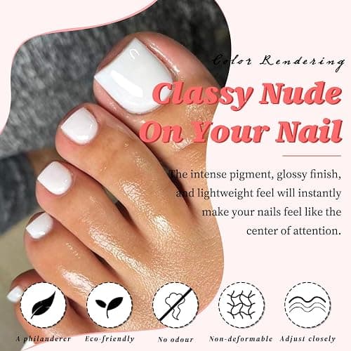 LuckForever 168pc Press on Toenails Women Fake Toe Nails with Glue Tabs, White Fake Toenails Press on Nails Short Square Acrylic Toe Nail Tips Glue on Toenails False Artificial Toe Nails Press ons thumbnail 2