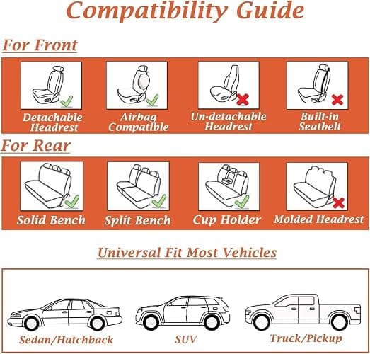 Coverado Car Seat Covers Full Set, Seat Covers for Cars, Car Seat Protector Waterproof, Nappa Car Seat Cushion, Car Seat Covers Front Seats and Back Fit for Most Cars BlackRed thumbnail 9