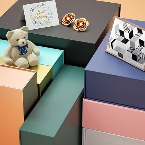 PSHVYM Gift Boxes with Lids, 11.5x7.8x3 In Black Gift Box for Presents Magnetic Closure for T-Shirts, Gloves, Scarves, Books, Baby Clothes, Robes Clothing Gift Wrap, Contains Card, Ribbon thumbnail 7