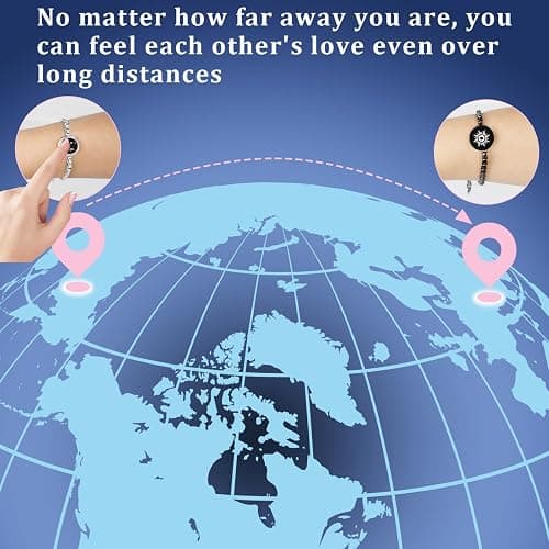 INOWL Long Distance Touch Bracelets, Vibration & Light up for Love Couples Bracelets,Send SOS SMS,Relationship Bracelets thumbnail 3
