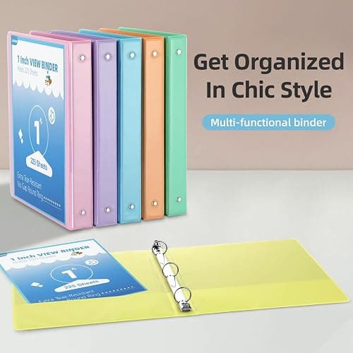 1 Inch Binders 3 Ring,6 Pack Three Ring Binder with 2 Pockets,PVC-Free,Customizable Clear View Cover for 8.5 x 11'' Letter Size Papers, Round Ring， Ideal for School, Office Supplies thumbnail 4