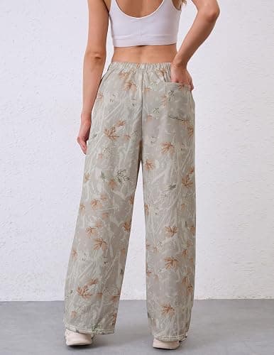MSBESYOR Camo Pants Women Baggy Fleece Y2K Camouflage Cargo Pants High Waisted Wide Leg Drawstring Jogger Sweatpants thumbnail 4