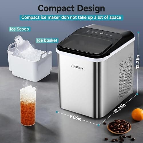 EUHOMY Nugget Ice Makers Countertop, Ready in 8 Mins, 35lbs/24H, Self-Cleaning, Portable Ice Maker Machine with Ice Scoop & Basket, Sonic Ice Maker with Chewable Pellet Ice for Home/Party/RV/Camping thumbnail 6