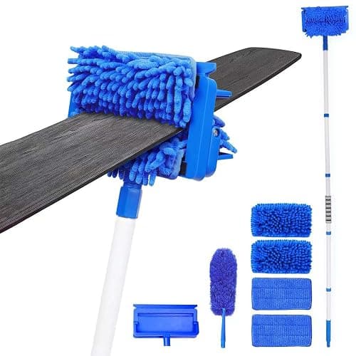 Ceiling Fan Cleaner Duster with 72" Extension Pole & 4 Reusable Pads, High Ceiling Fan Blade Cleaning Tool, Flexible Microfiber Duster for Baseboard,Blinds,Cobwebs,Floor, -Lightweight & Washable - Image 1