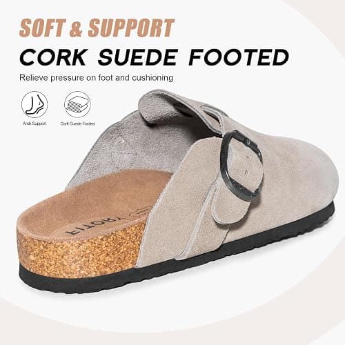FITORY Mens Suede Clogs with Arch Support，Leather Cork Footed Mules Size 7-14 thumbnail 3