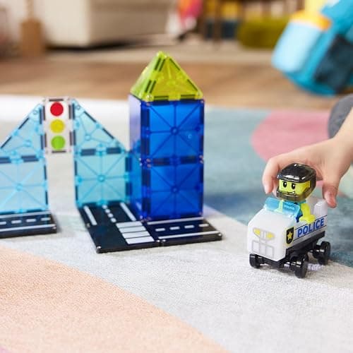 Magna-Tiles Police Patrol 20-Piece Magnetic Construction Set, The Original Magnetic Building Brand thumbnail 2