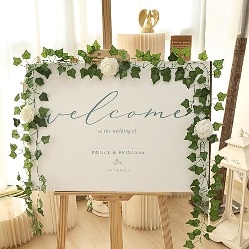 CEWOR 14 Pack 98 Feet Fake Ivy Leaves Artificial Garland Greenery Hanging Plant Vine for Bedroom Wall Decor Wedding Party Room Aesthetic Stuff thumbnail 2