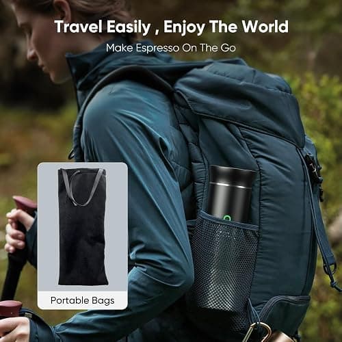 Portable Espresso Machine, Travel Coffee Machine for Camping, Car Self-Heating Coffee Maker with USB-C,Compatible With Ground Coffee & NS Capsules, Portable Espresso Maker for RV, Home, Hiking thumbnail 8
