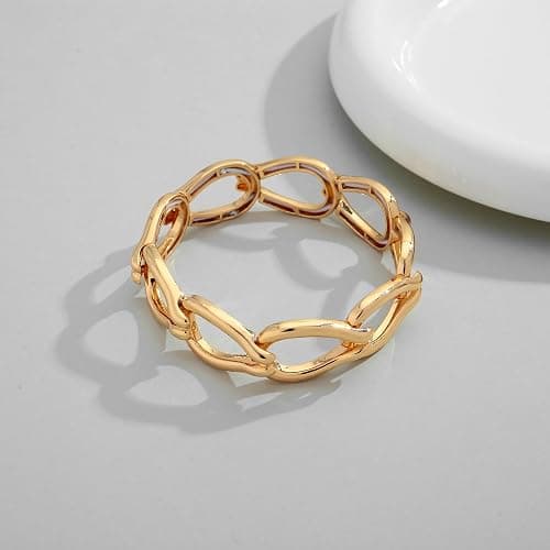 HUAYUNFANG Chunky Gold Stretch Bracelet for Women Adjustable Elastic Chain Bracelet Bold Statement Bracelet Trendy Jewelry thumbnail 5