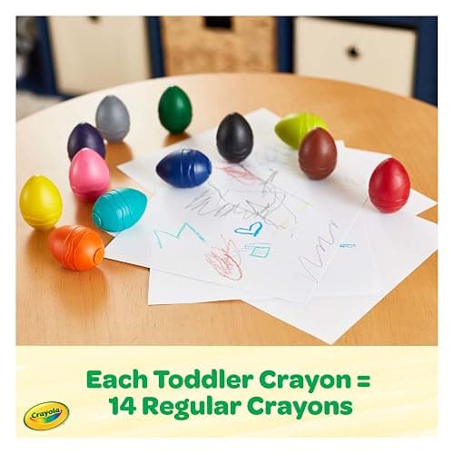 Crayola Large Egg Crayons (12ct), Essential Easter Basket Stuffers, Jumbo Washable Crayons for Toddlers, Spring Craft Supplies, Small Easter Egg Gift, Ages 1+ thumbnail 3