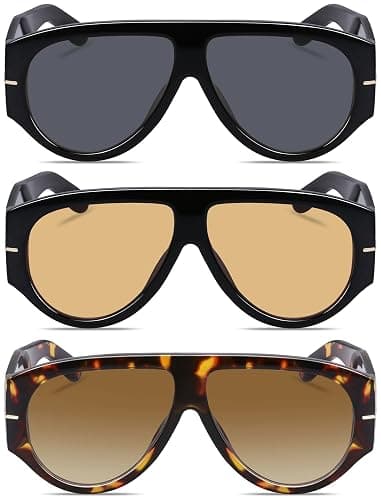 YMRFW Oversized Retro Aviator Sunglasses for Women Men Trend 70s Thick Classic Vintage Style Sun Glasses thumbnail 2